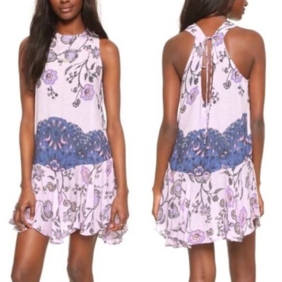Intimately Free People Purple Dobby Dot Flouncy Hem Slip Dress S - Picture 1 of 5